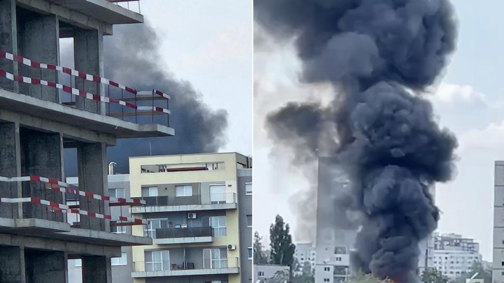 Explozie si incendiu puternic in cartierul Titan Bucuresti