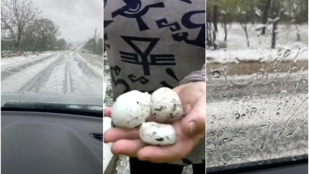 Peisaj de iarna in Mehedinti si Prahova grindina pe strazi acoperisul unei scoli distrus