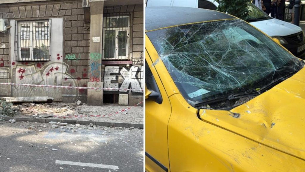Balconul unui bloc din Bucuresti a cazut peste o masina