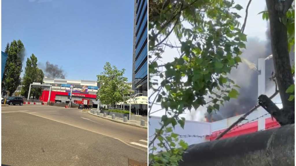 Incendiu puternic la mall AFI Cotroceni fum dens