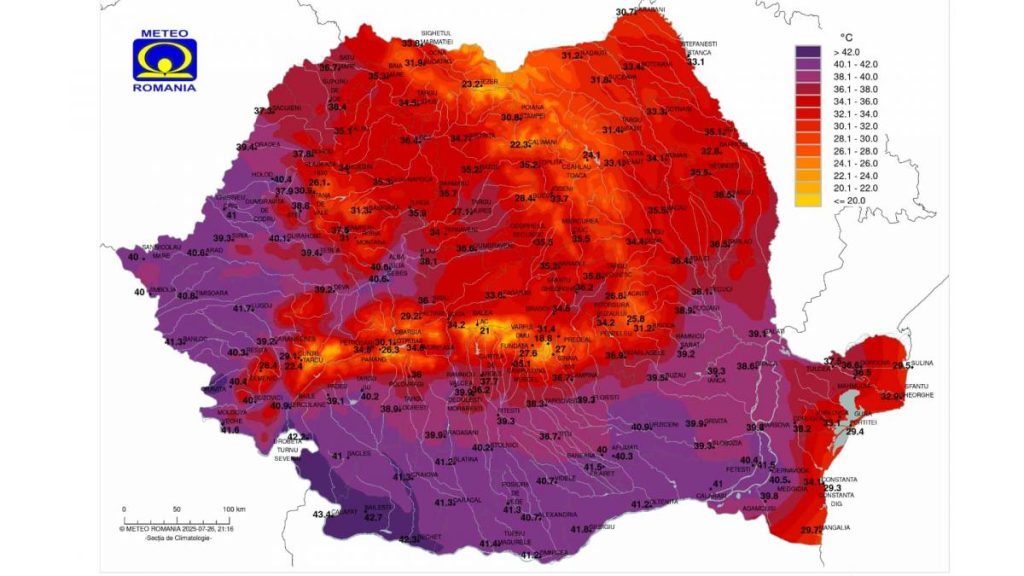 Romania a avut cea mai fierbinte zi din 50 de ani