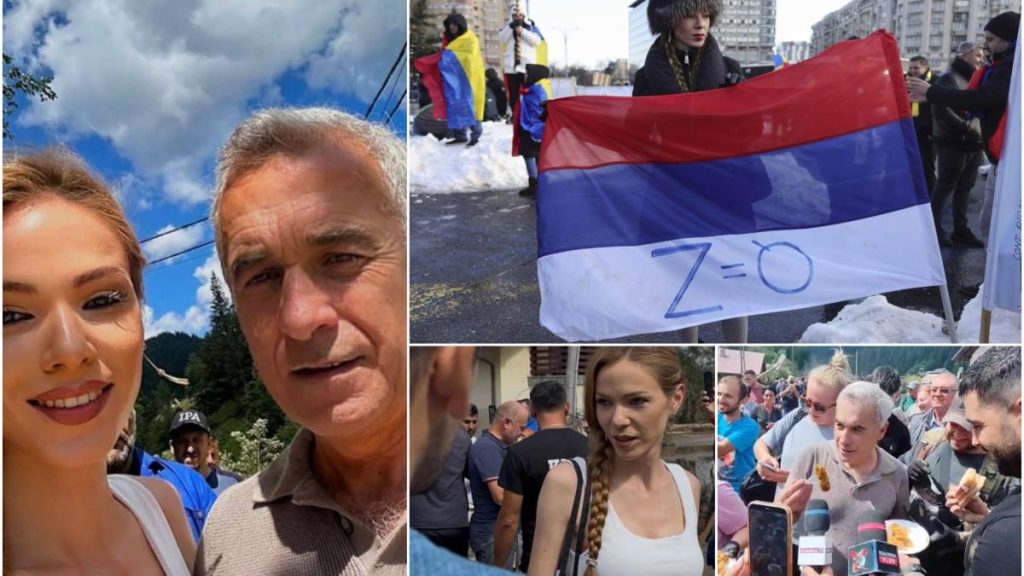 Purtatoarea steagului Rusiei si Calin Georgescu la Brosteni