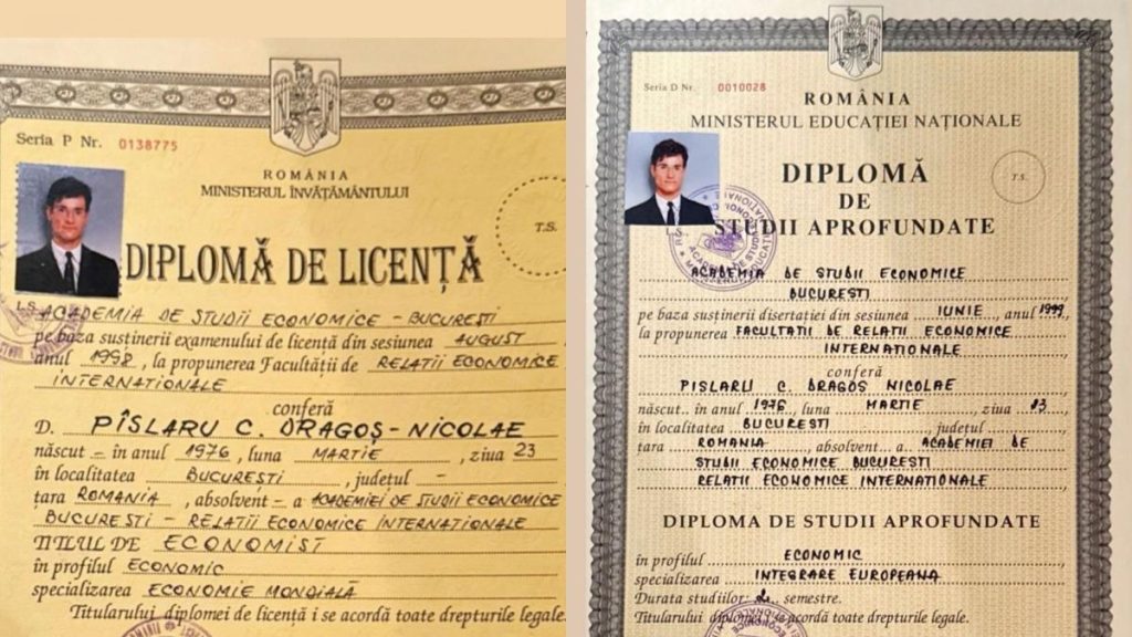 Dragoş Pîslaru a postat diplomele pe Facebook Dragos Pislaru a postat diplomele pe Facebook