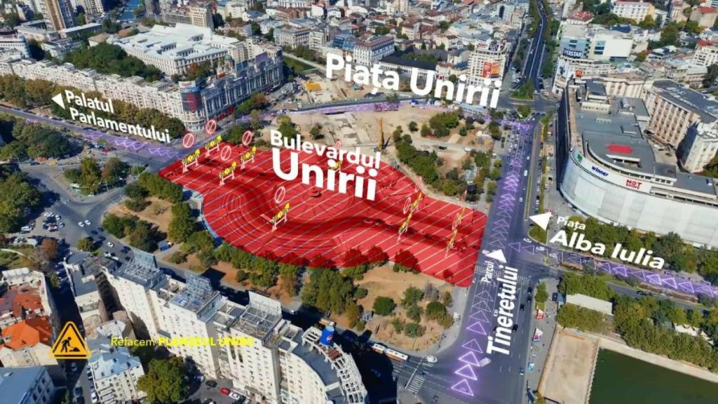 Restrictii de trafic in centrul Bucurestiului din cauza lucrarilor Unirii