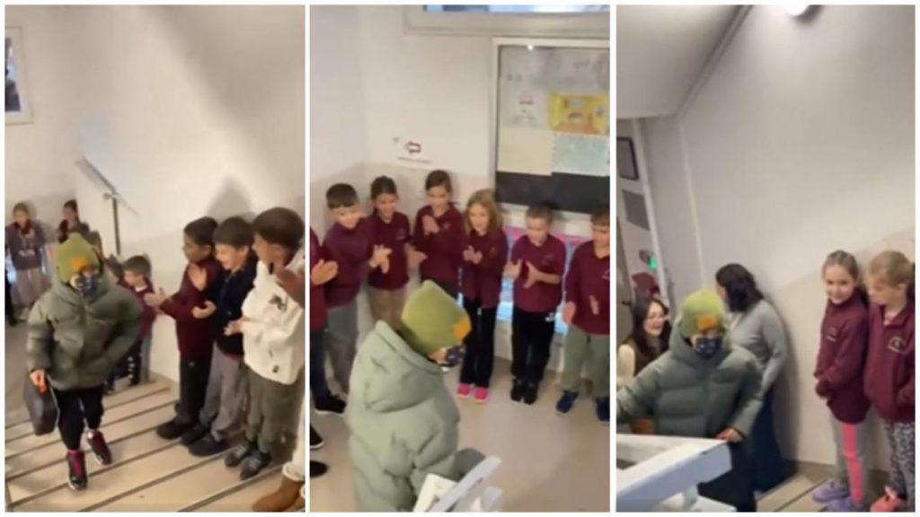 Imagini emoționante de la o școală din Cluj-Napoca Imagini emotionante de la o scoala din Cluj Napoca