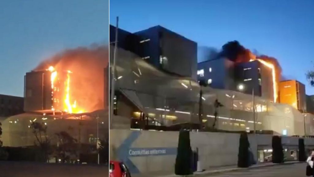 Incendiu imens într-un spital din Spania: etaje afectate. incendiu imens intr un spital din spania etaje afectate