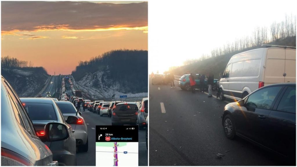 Accident grav in Olt cu zece masini implicate