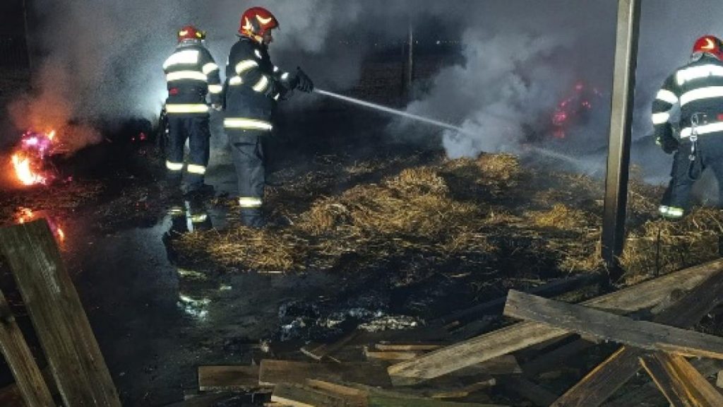 Incendiu puternic la o hala din Arges