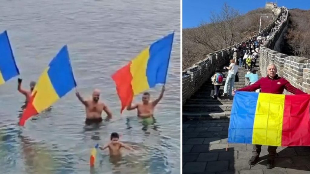 Tricolorul a fost purtat cu mandrie pe Marele Zid