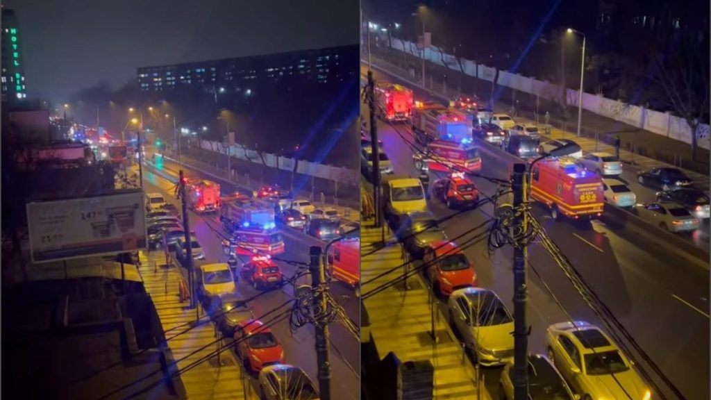 O masina incarcata cu zeci de butelii s a rasturnat in fata Spitalului Fundeni In zona se simte un miros puternic de gaz