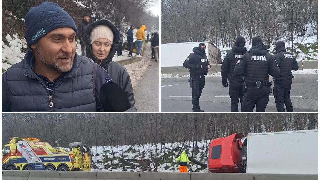 TIR cu lămâi răsturnat în Mehedinți, jandarmii păzesc zona. TIR cu lmi rsturnat n Mehedini jandarmii pzesc zona