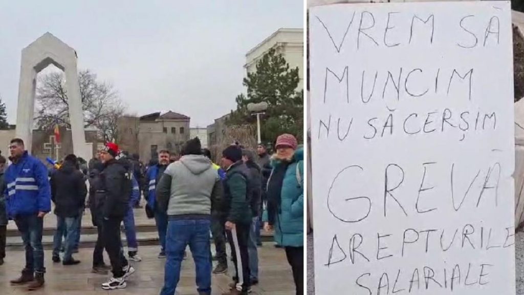 Angajatii de la Liberty Galati protesteaza in fata Prefecturii Vrem sa muncim nu sa cersim