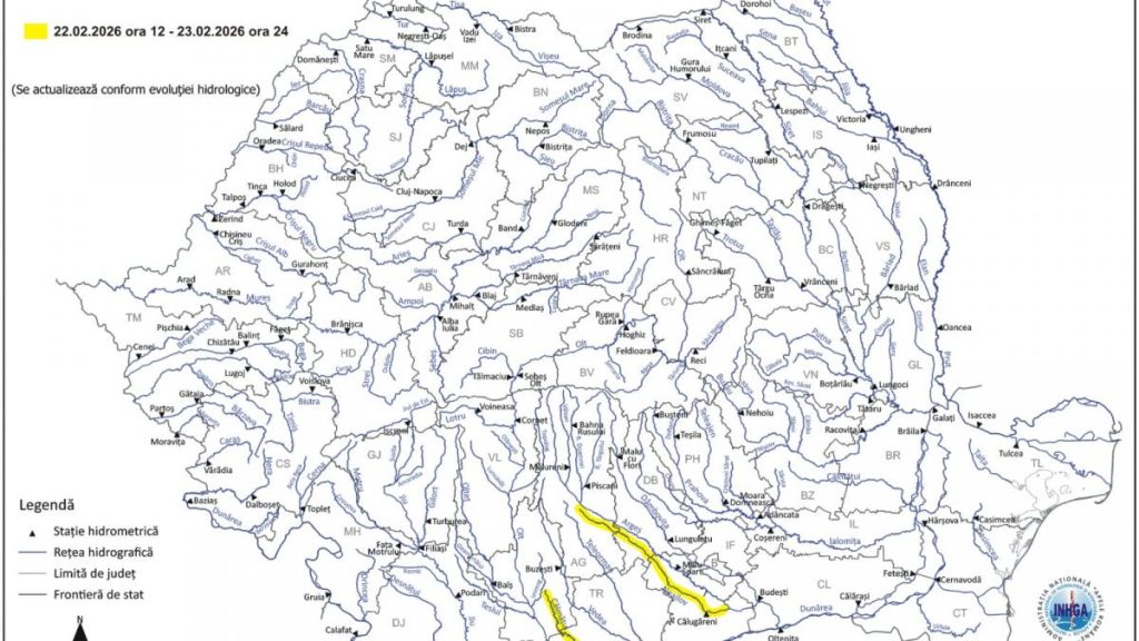 Hidrologii au anuntat o alerta cod galben de inundatii pe rauri in sase judete
