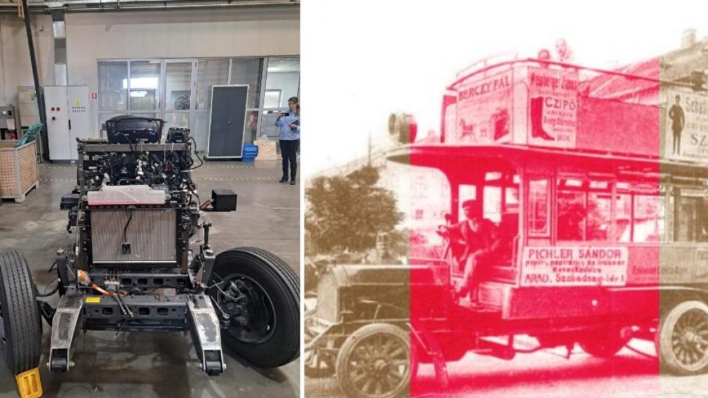 Primele imagini cu replica autobuzului etajat MARTA fabricat la Arad in 1908 Estet proiectat ca un