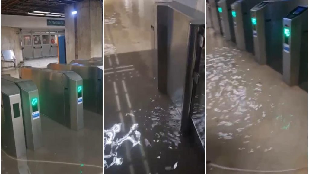 Statia de metrou Piata Victoriei 2 este inchisa temporar din cauza inundatiilor cauzate de ploile abundente