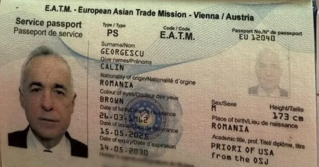 Pașaport de „senator”, găsit la Călin Georgescu. Fără valoare juridică