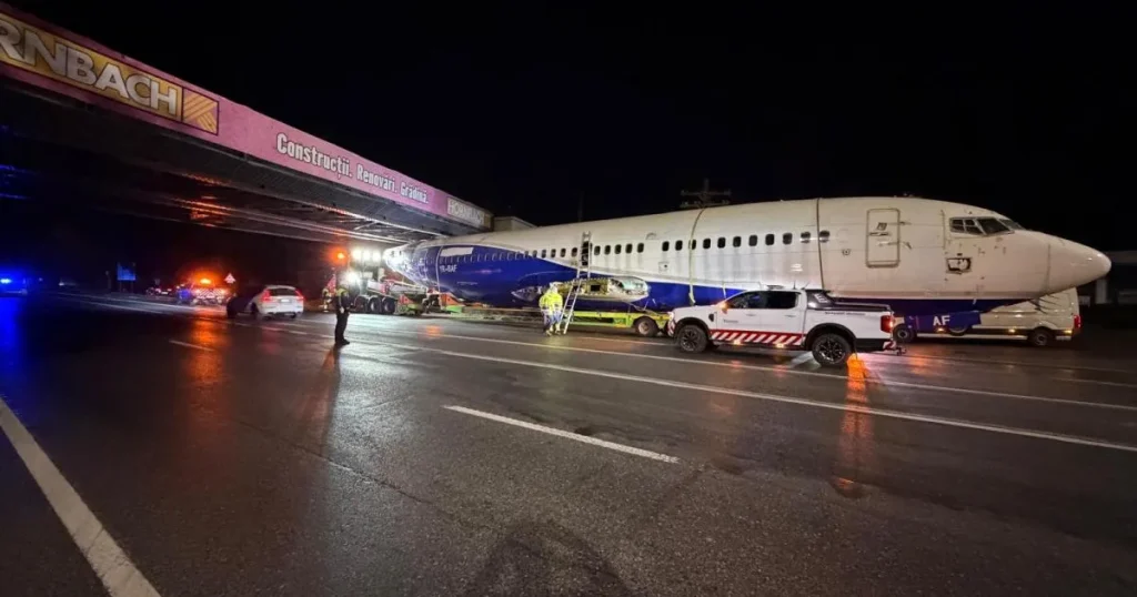 Hornbach, reacție virală după ce avionul de pe DN1 a rămas blocat sub un panou